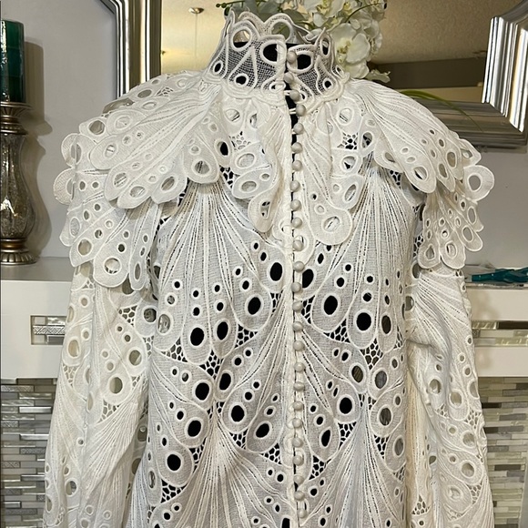 Lace glassy bubble linen wedding ivory gown size XL - Picture 6 of 12